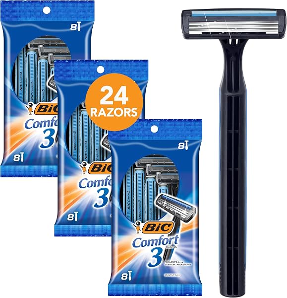BIC Comfort 3 Aparelhos de Barbear Descartáveis, 24 Unidades