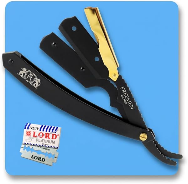 Dilcintia Navalhete Profissional Preto com Clip Dourado, Aço Inox, com Case