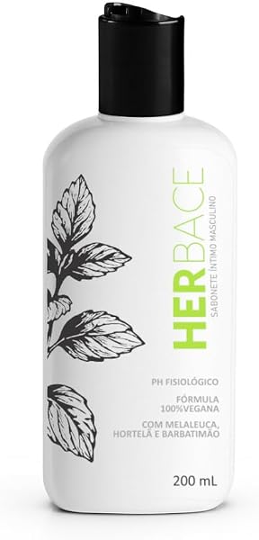 Herbace Sabonete Íntimo Masculino Vegano, Melaleuca, Hortelã e Barbatimão, 200 ml
