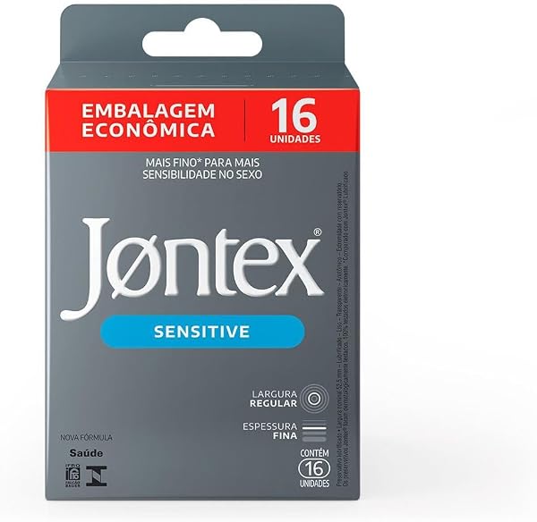 Preservativo Lubrificado Jontex Sensitive, 16 Unidades
