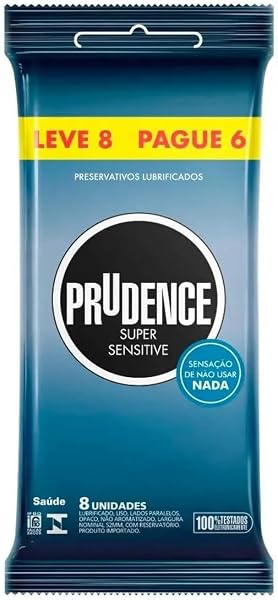 Prudence Preservativo Lubrificado Super Sensitive, 8 Unidades